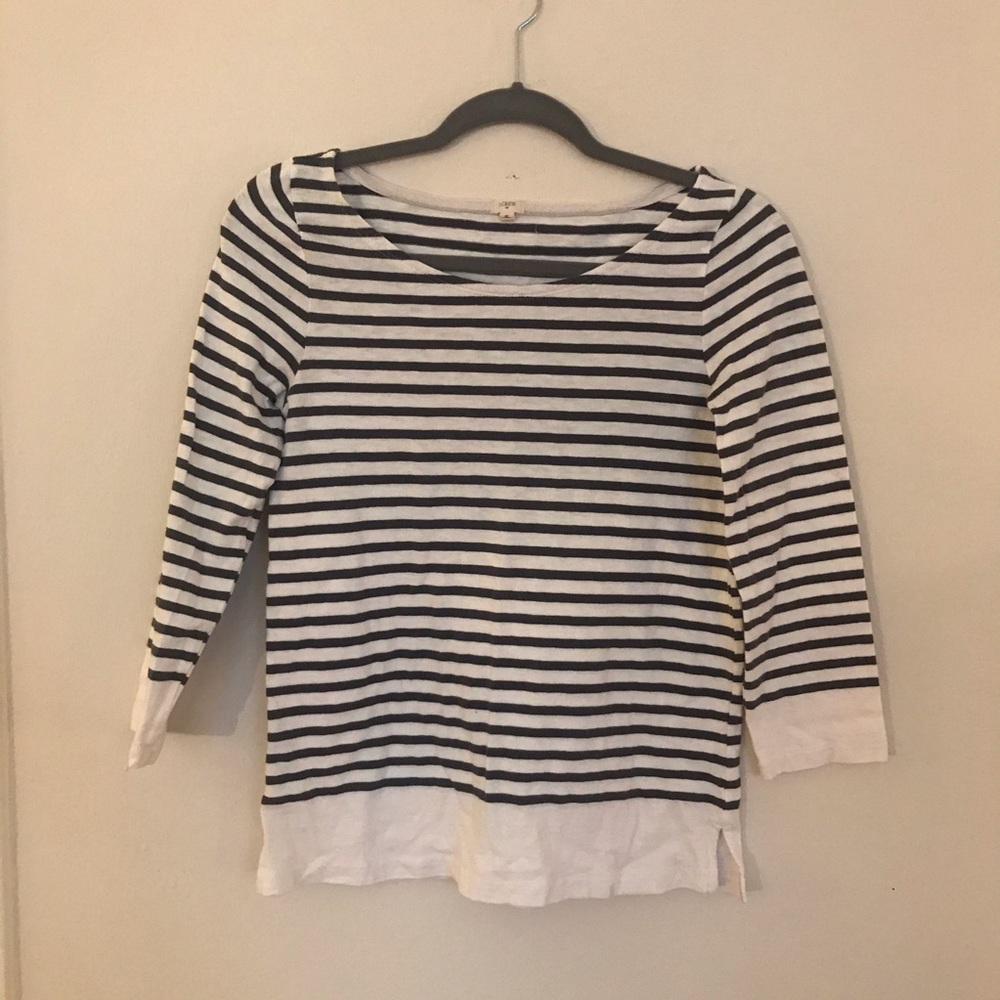 J. Crew grey and white striped top